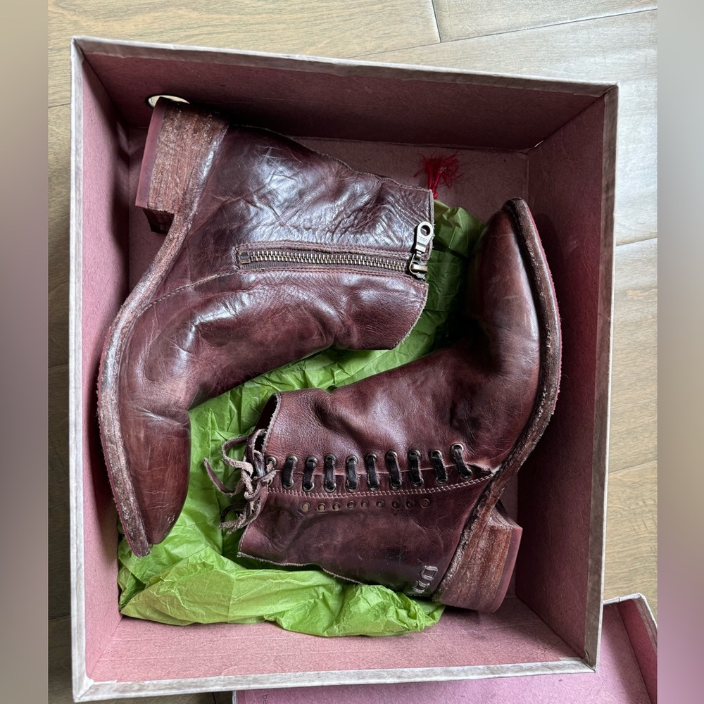 Bed Stu Aldina Bootie vintage naturally distressed cognac AMAZING condition!